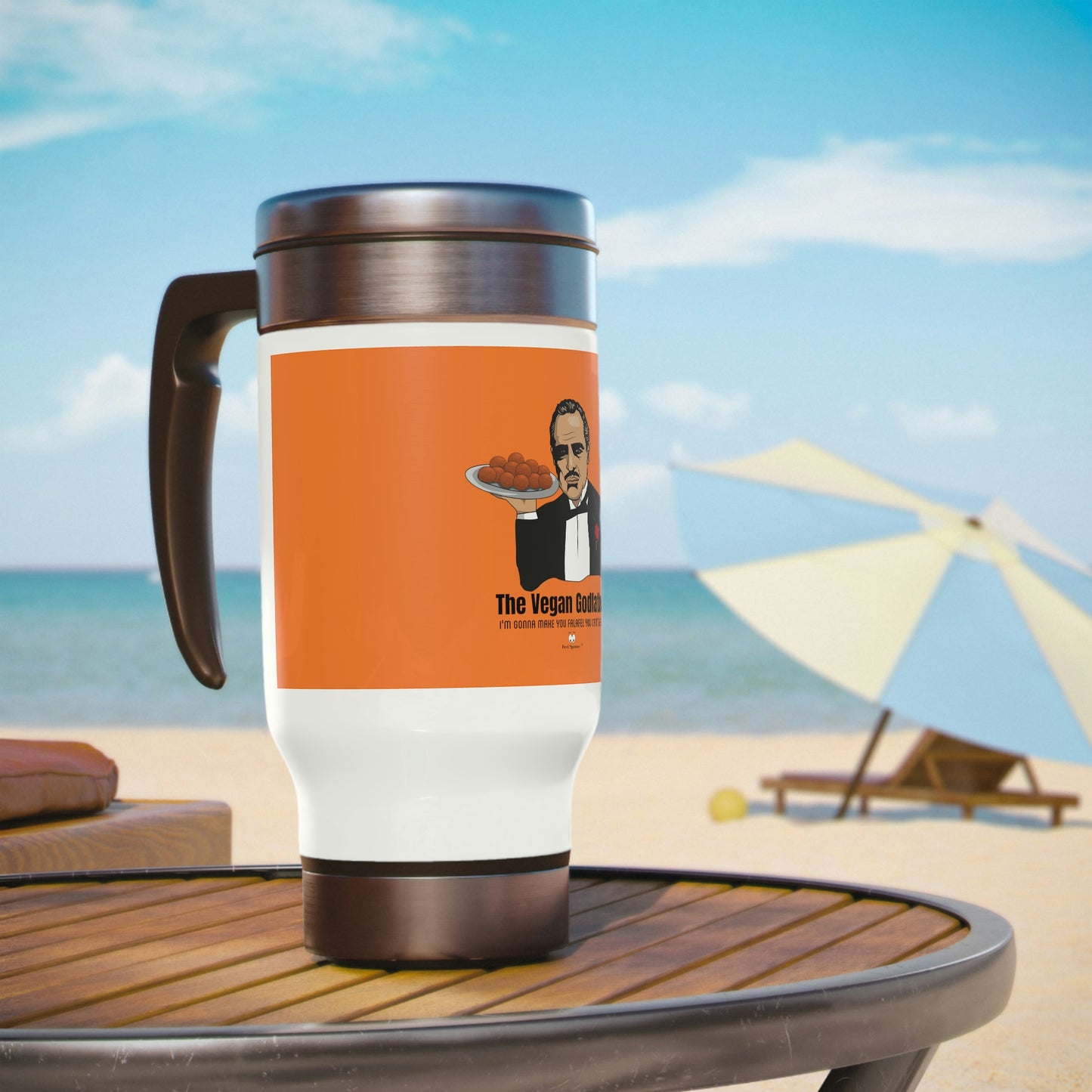 Vegan Godfather Stainless Steel Travel Mug with Handle
