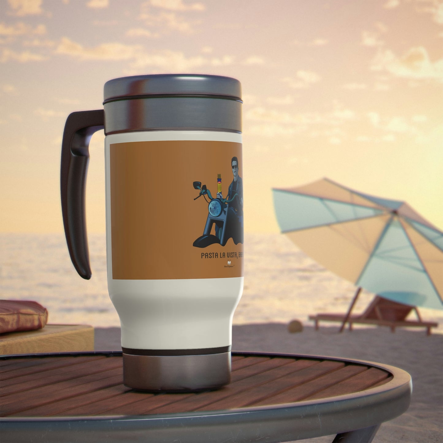 Pasta La Vista, Baby- Stainless Steel Travel Mug with Handle