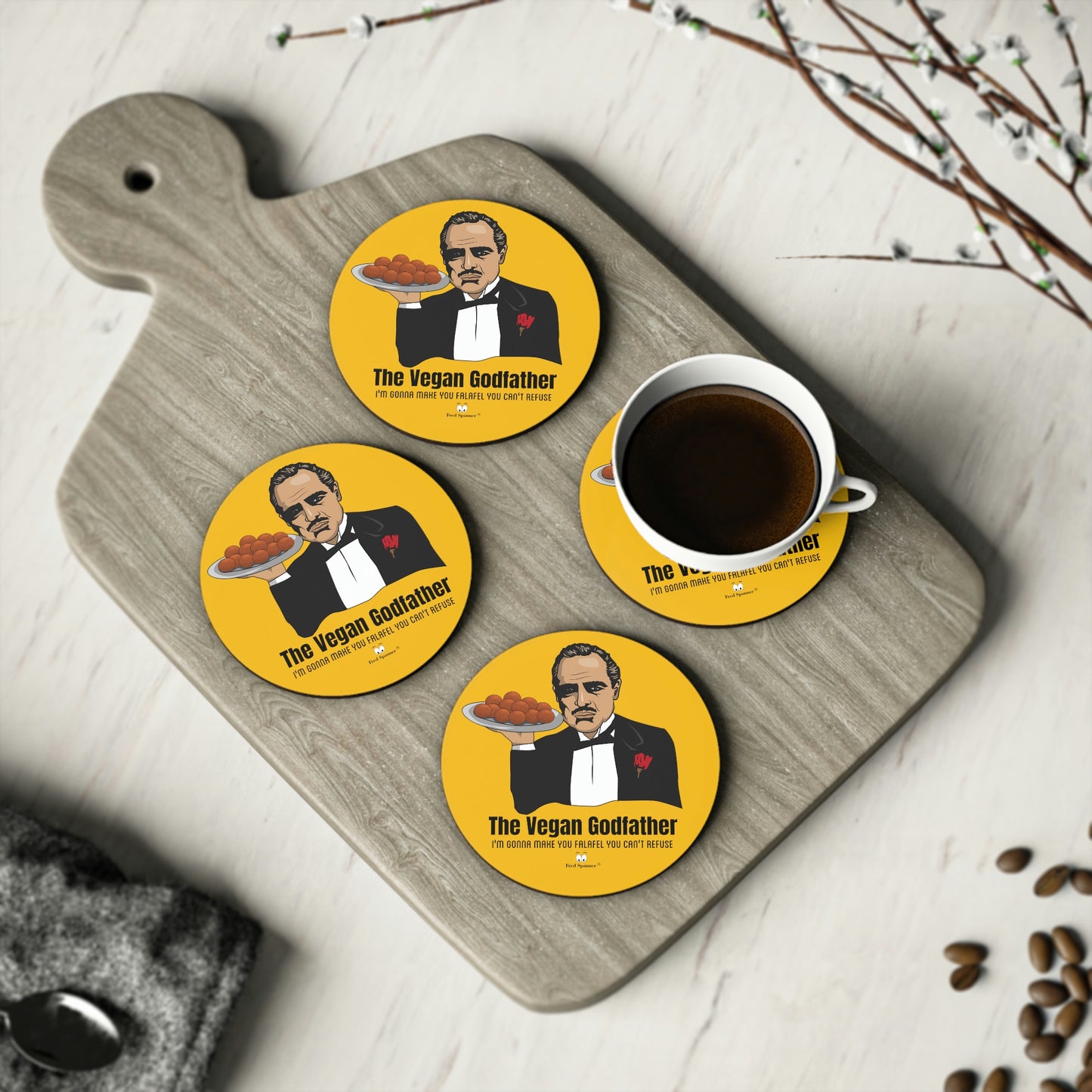 Vegan Godfather Coasters