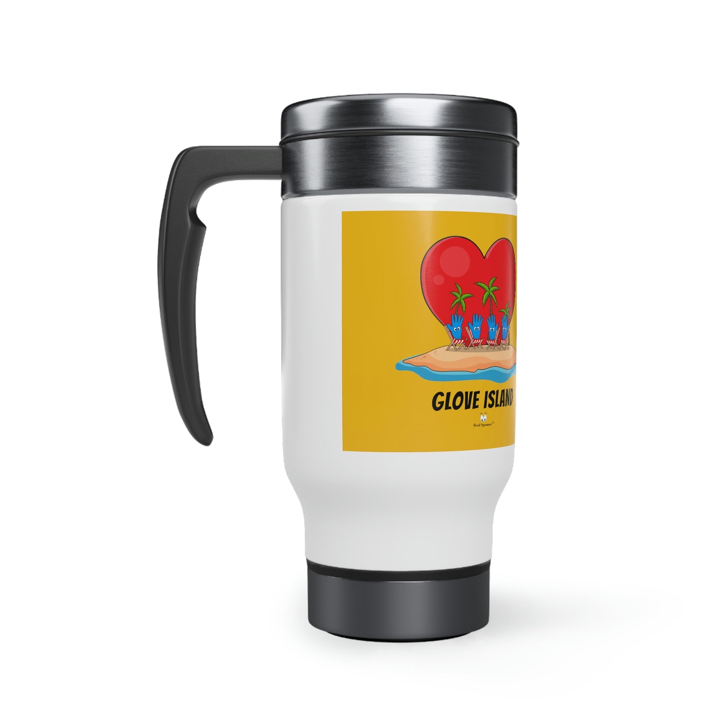 Glove Island- Stainless Steel Travel Mug with Handle, 14oz