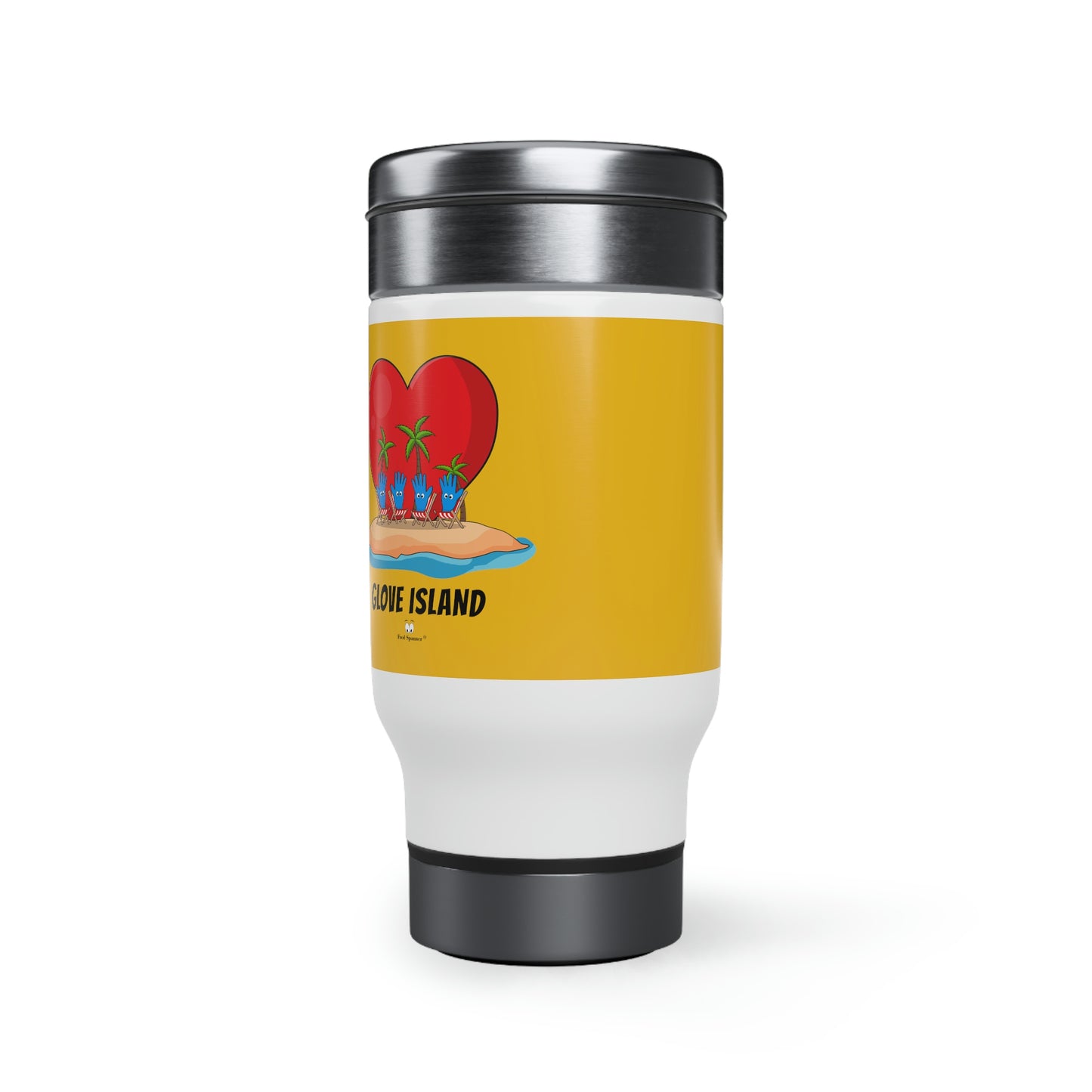 Glove Island- Stainless Steel Travel Mug with Handle, 14oz