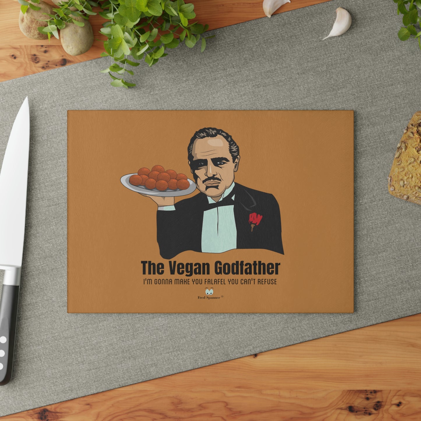 Vegan Godfather Glass Cutting Board
